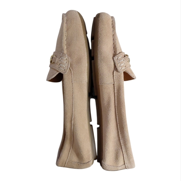 NEW Calvin Klein Soft Suede Tan Loafers Gold Emblem size 8 - Picture 7 of 10